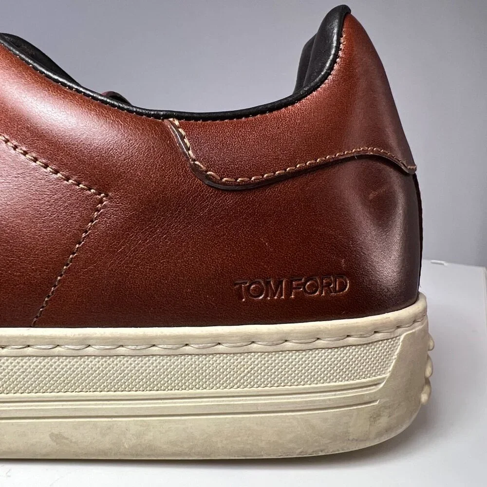 TOM FORD Men's Brown Leather Warwick Sneakers 7